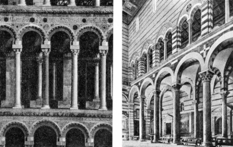 Пиза. Собор: детали фасада и интерьер, 1260 г., Н. Пизано