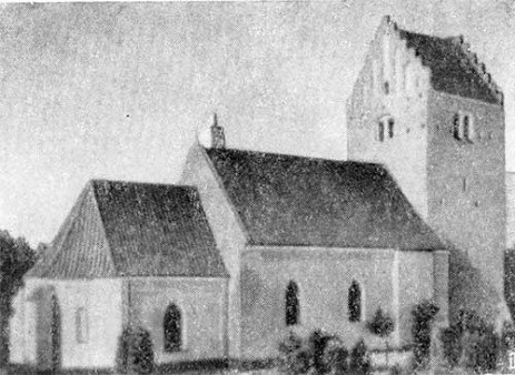 Нёрре-Альслев. Церковь, около 1300 г. Колокольня XV в. 